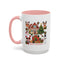 Christmas Mug - Happy Holidays Red Text Reindeer Santa Snowman Presents
