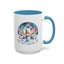 Christmas Mug - Merry Christmas Blue Text Snowman Star Reindeer