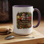Christmas Mug - Merry Christmas Cream Text Santa Ok Light Bow Ornaments