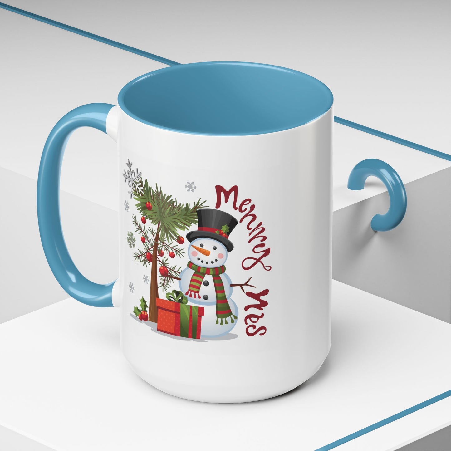 Christmas Mug - Merry Xmas Snowman Tree Present