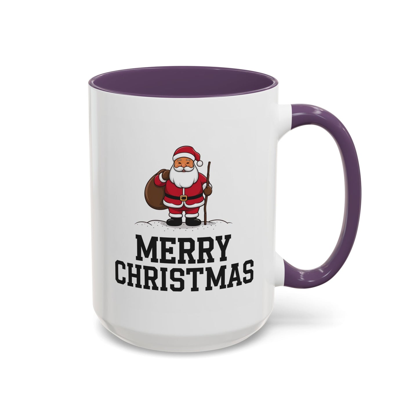 Christmas Mug - Merry Christmas Black Text Santa Walking