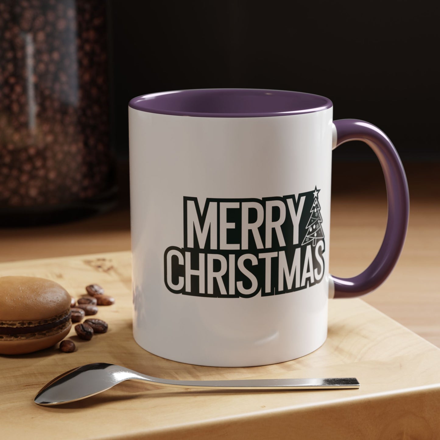 Christmas Mug - Merry Christmas White & Black Text Tree