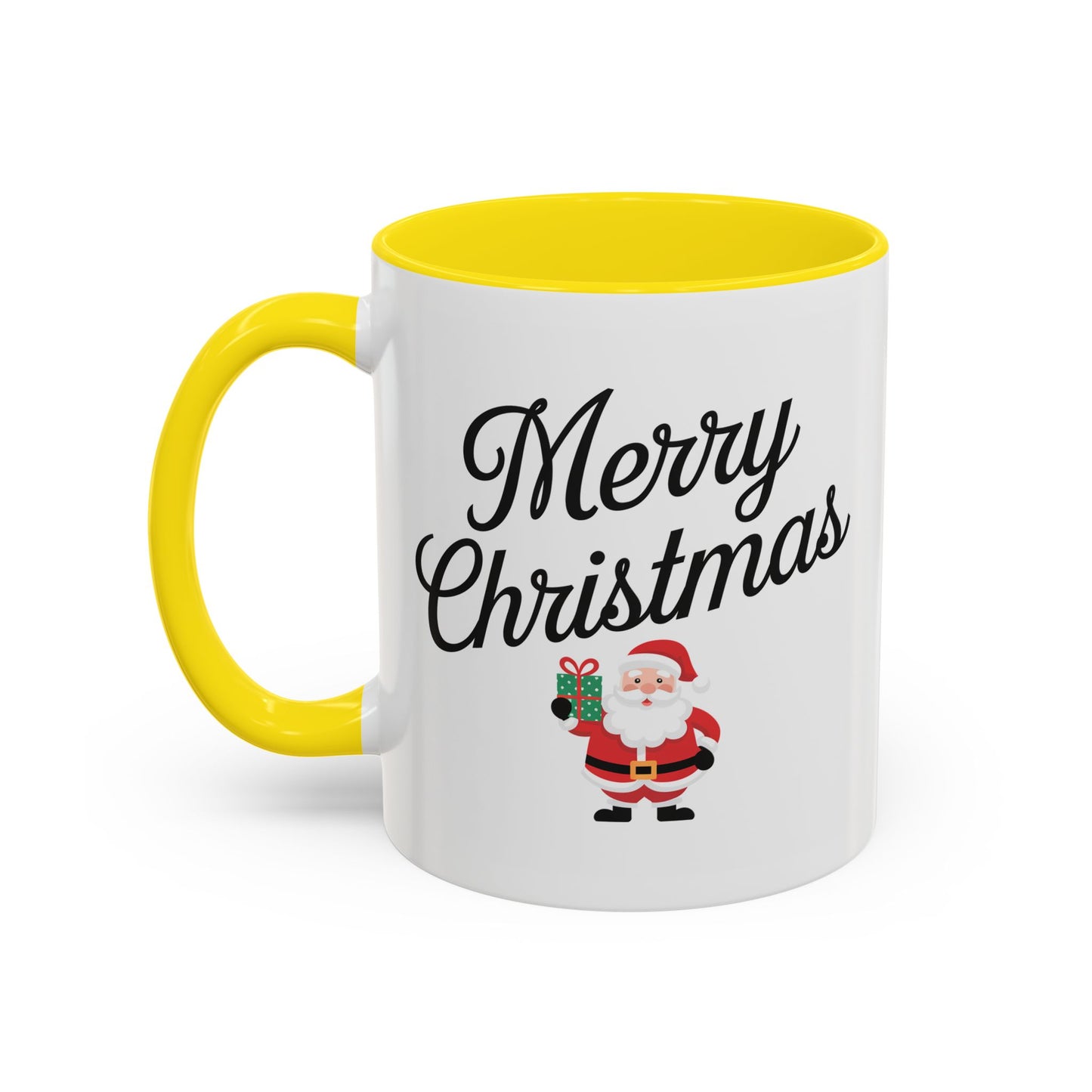 Christmas Mug - Merry Christmas Black Text Santa Present