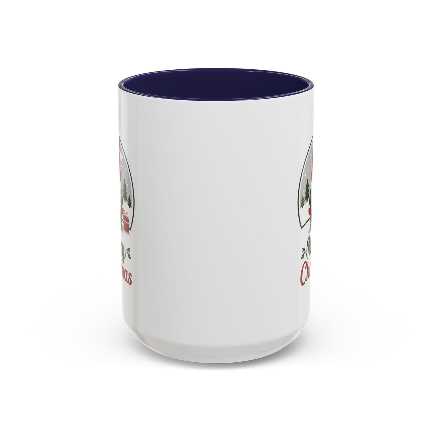 Christmas Mug - Merry Christmas Green & Red Text Gnome Present Trees