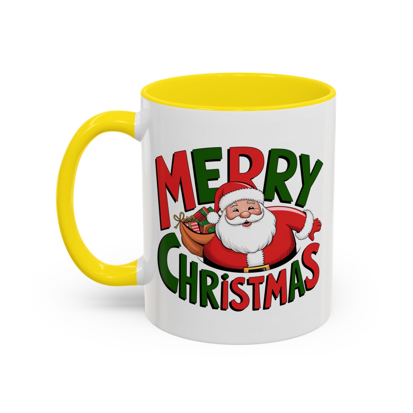 Christmas Mug - Green & Red Text Santa Presents