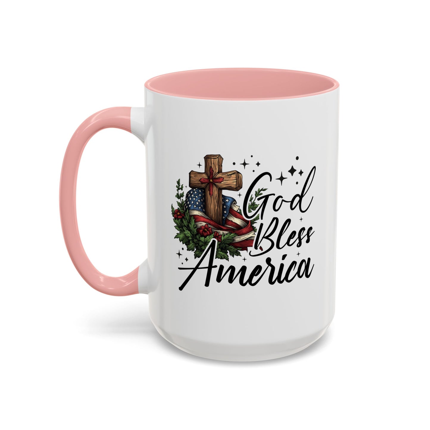 4th of July Mug - God Bless America Cross Flag