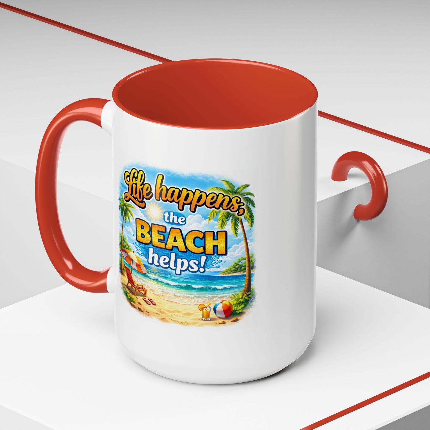 Humor Mug - Life Happens the beach Helps
