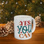 Motivation Mug - Yes You Can Hearts