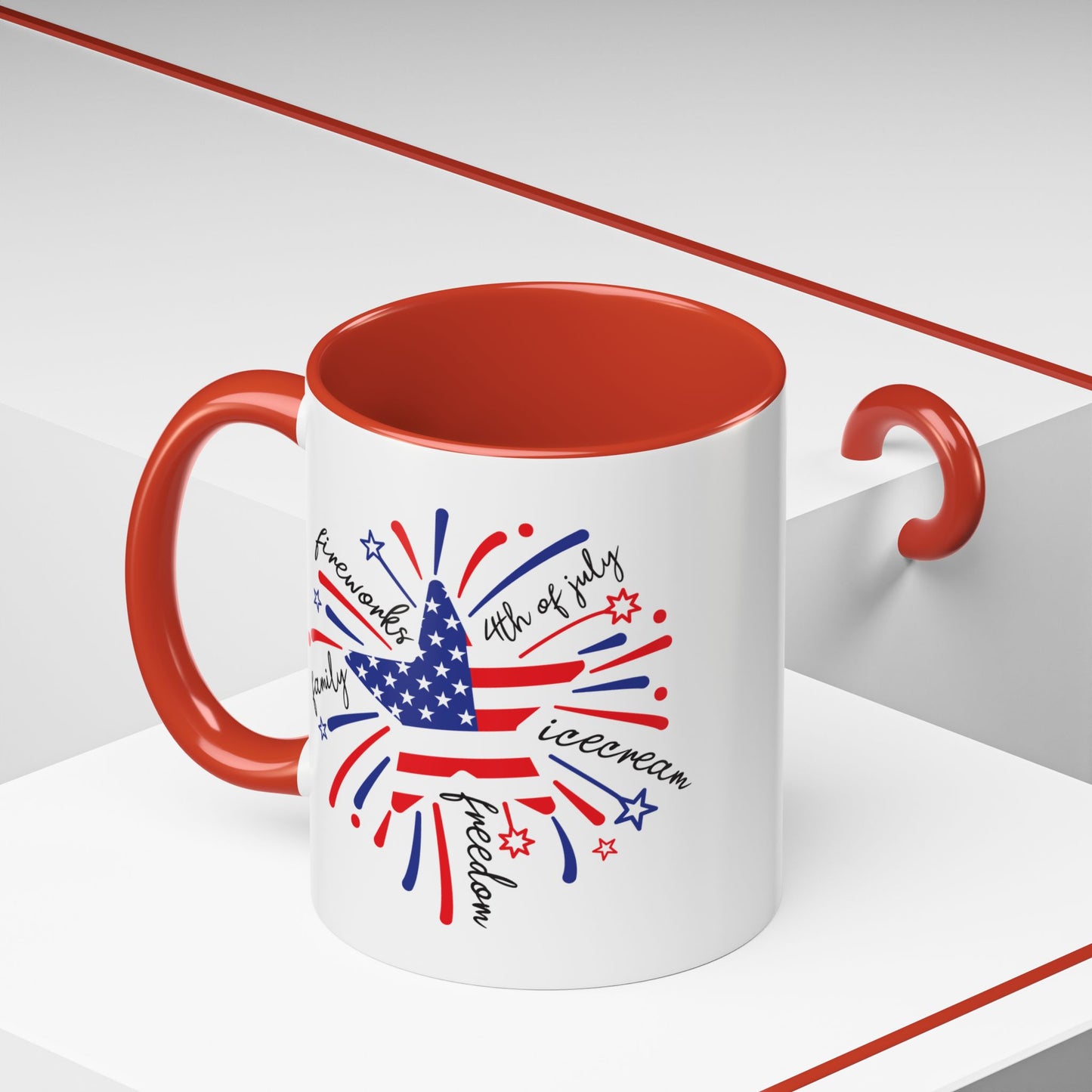 4th of July Mug - Star Flag Fireworks