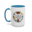 Christmas Mug - Merry Christmas Blue Text Bow Present Ornaments