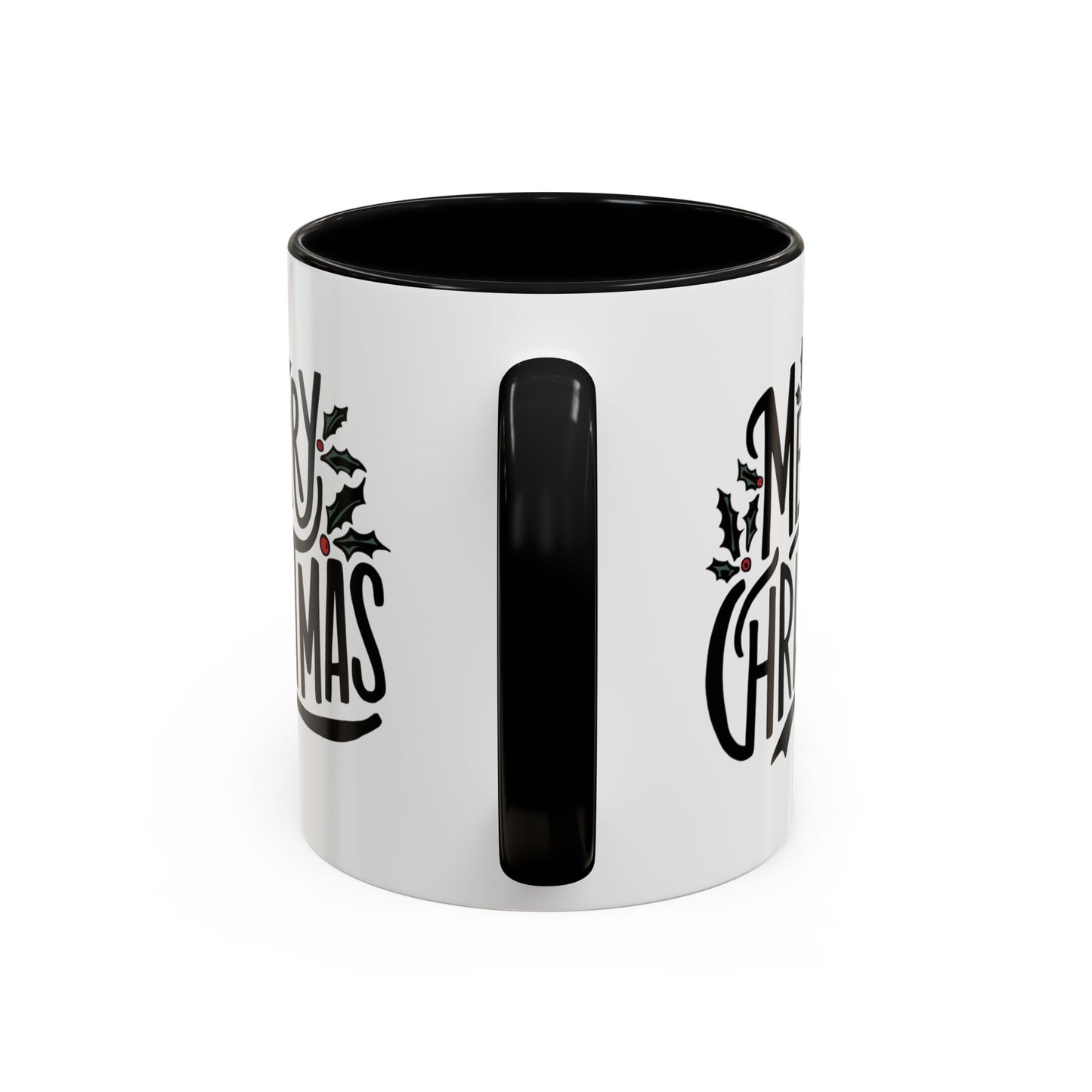 Christmas Mug - Merry Christmas Black Text Mistletoe