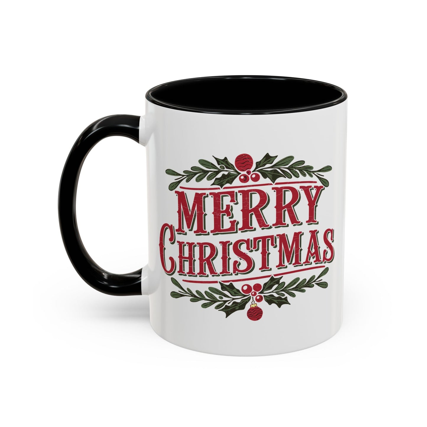 Christmas Mug - Merry Christmas Maroon Text Ornament Decorations
