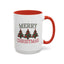 Christmas Mug - Merry Christmas Green & Red Text Decorative Trees