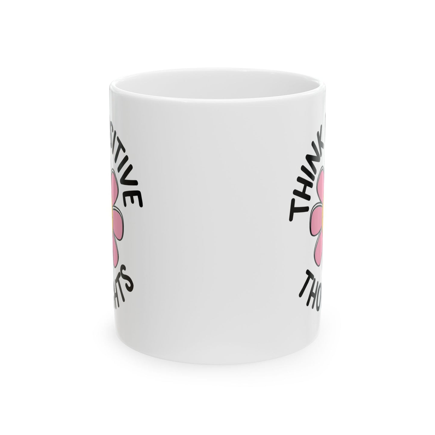 Motivation Mug - Think Positive Thoughts Retro Flower