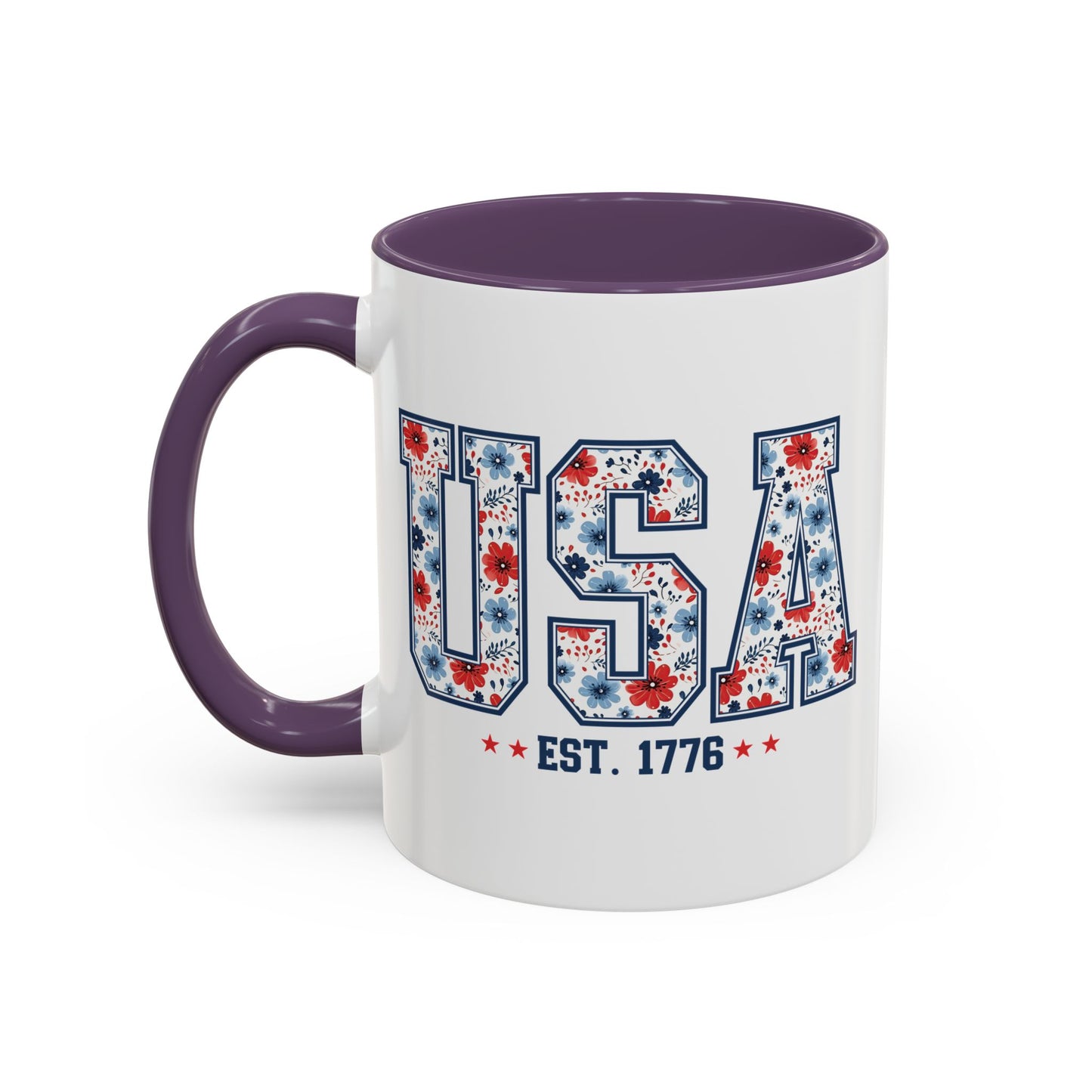 4th of July Mug - USA EST 1776 Floral