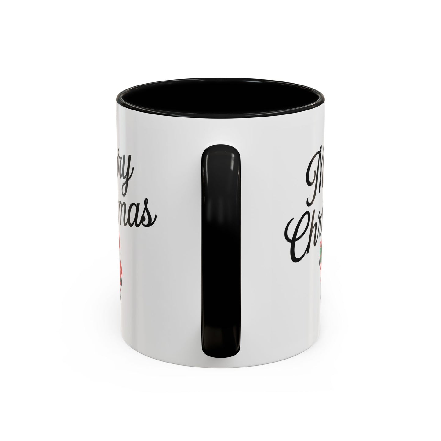 Christmas Mug - Merry Christmas Black Text Santa Present