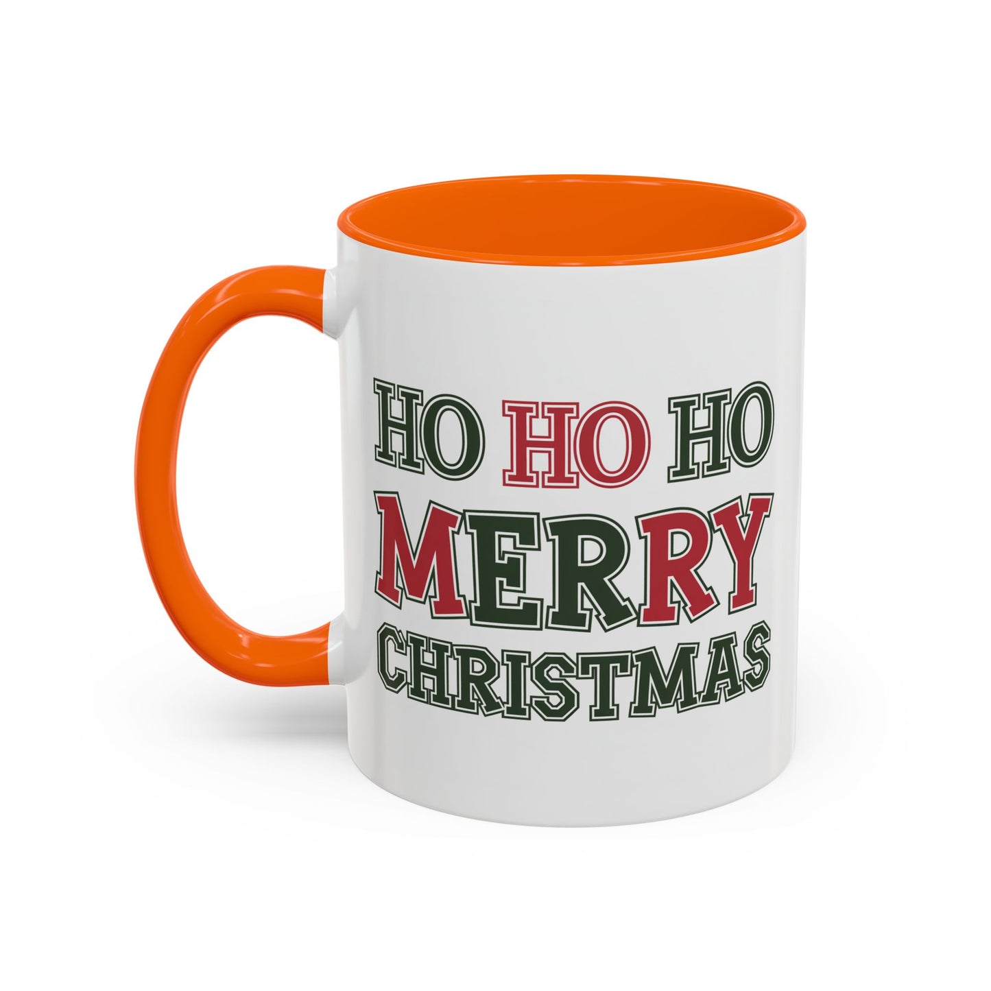 Christmas Mug - Ho Ho Ho Merry Christmas Green & Red Text 2