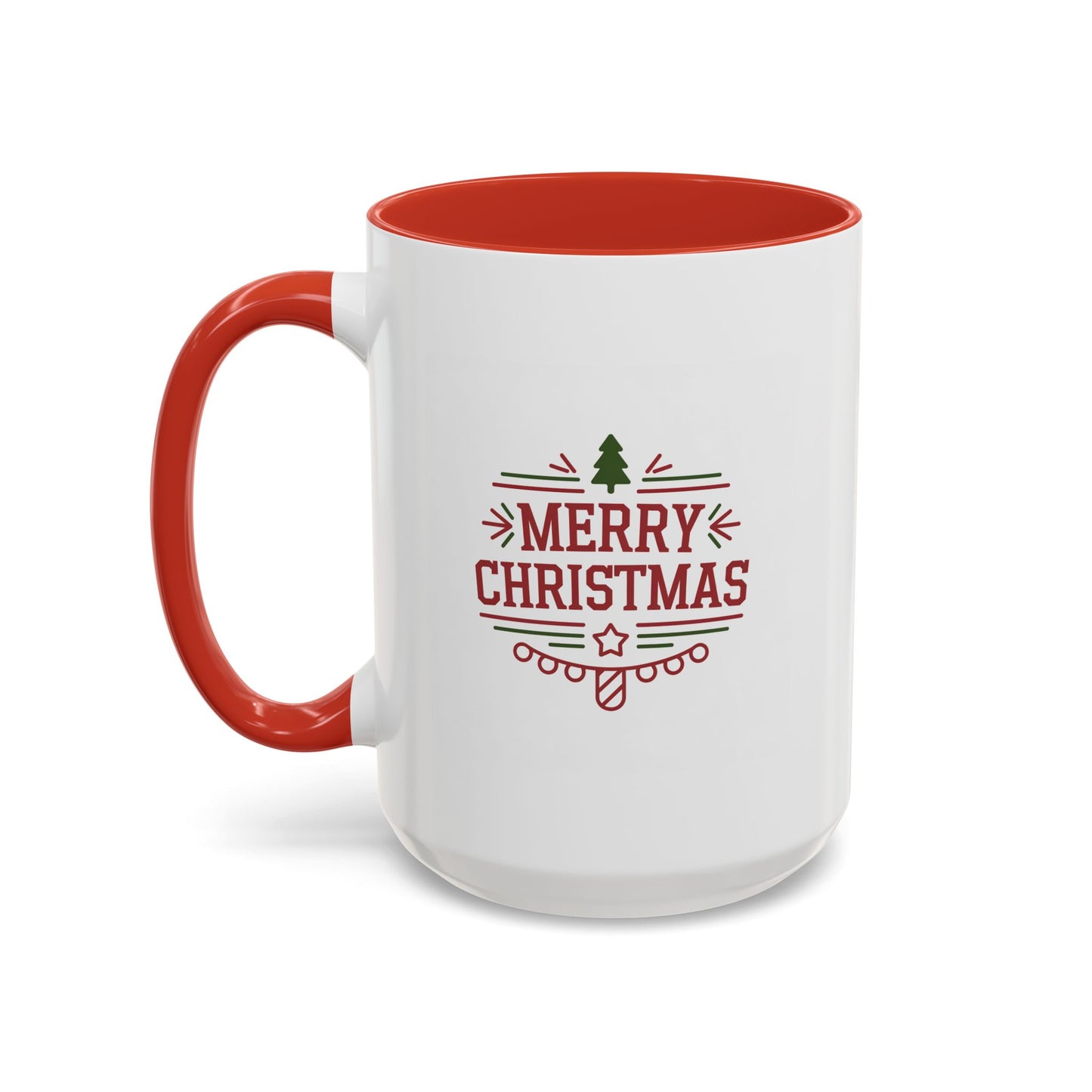 Christmas Mug - Merry Christmas Maroon Text Tree Star