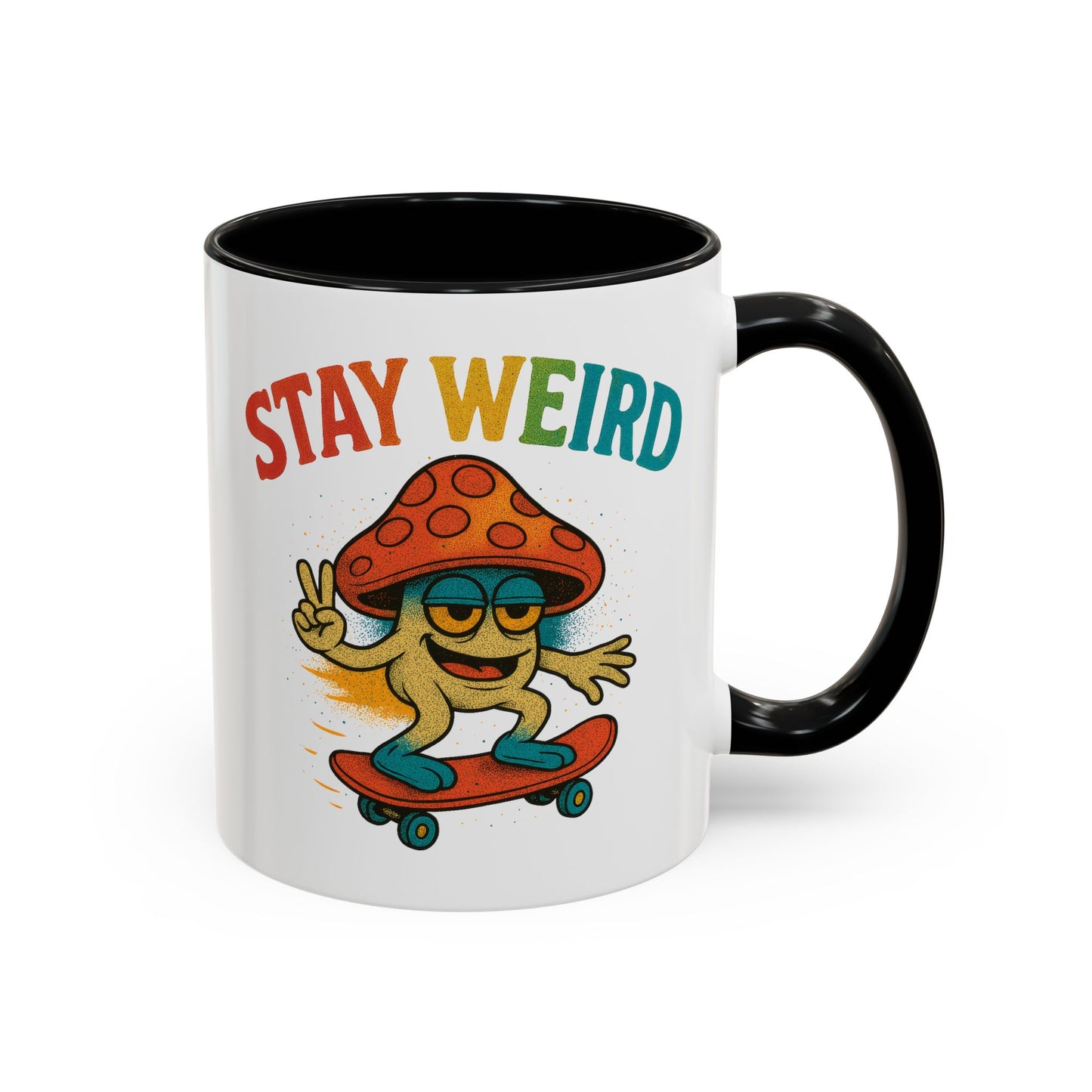 Humor Mug - Stay Weird Mushroom Skateboard