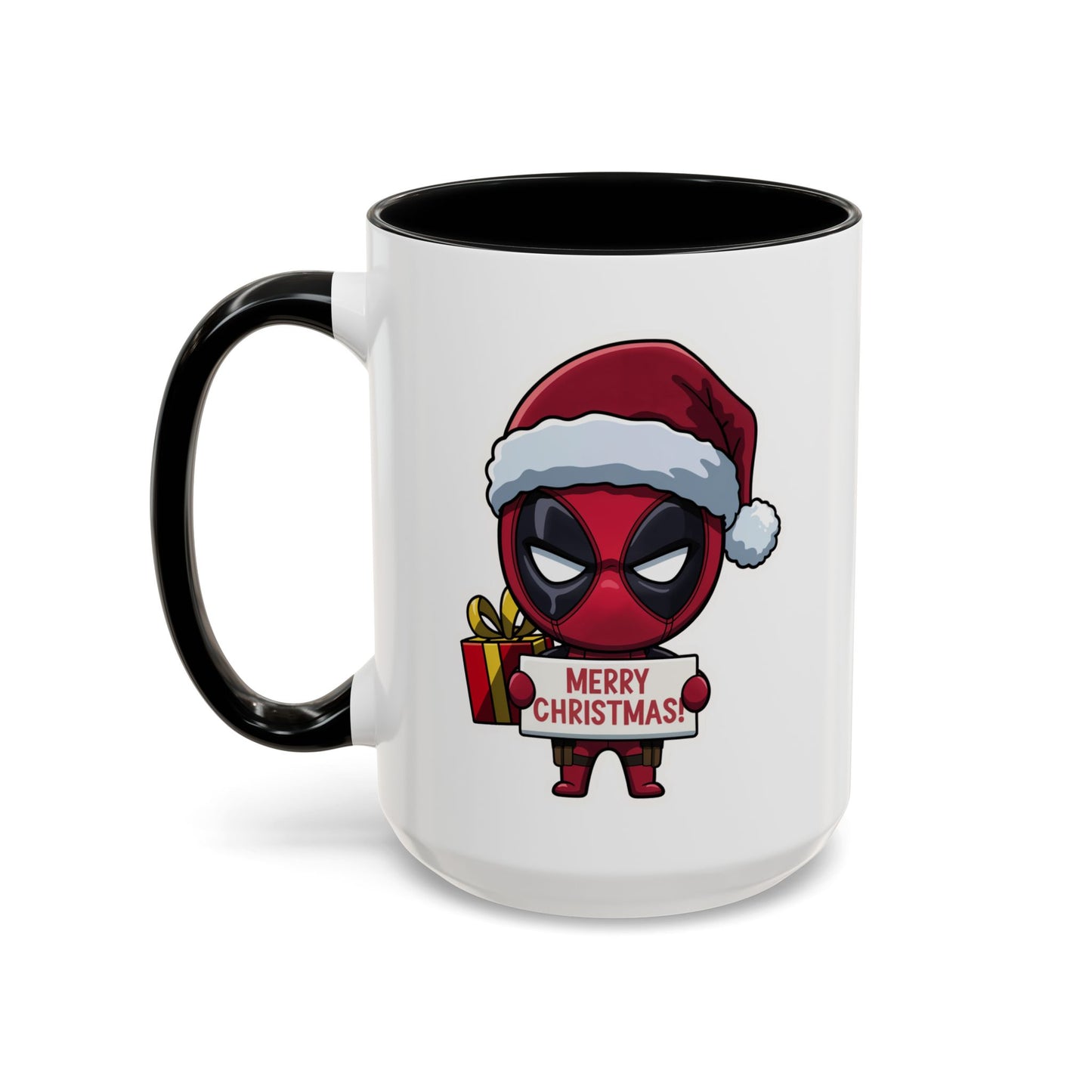 Christmas Mug - Merry Christmas Red Text Superhero