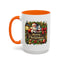 Christmas Mug - Merry Christmas Cream Text Santa Ok Light Bow Ornaments