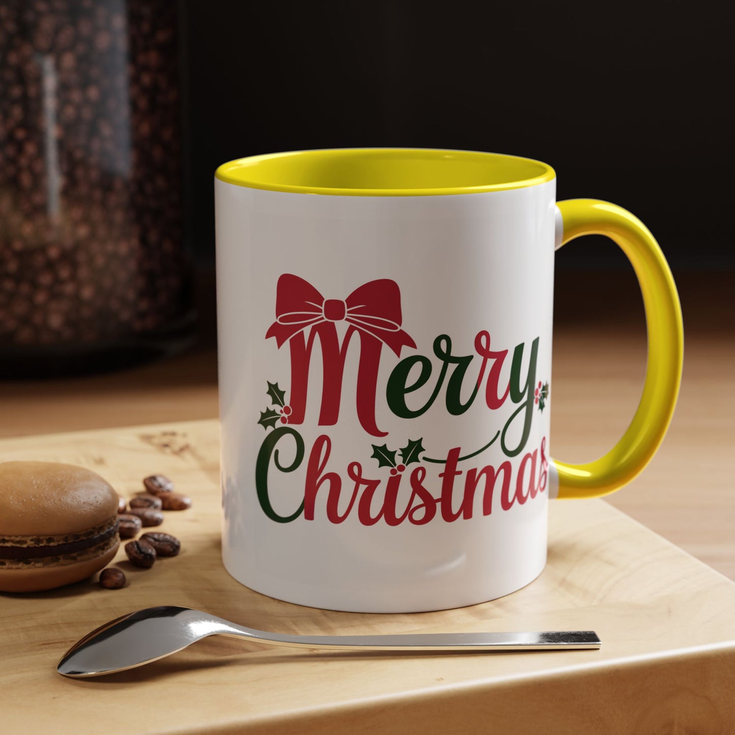 Christmas Mug - Merry Christmas Red & Green Text Bow