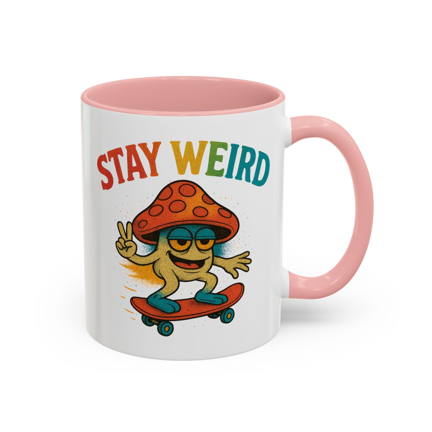 Humor Mug - Stay Weird Mushroom Skateboard