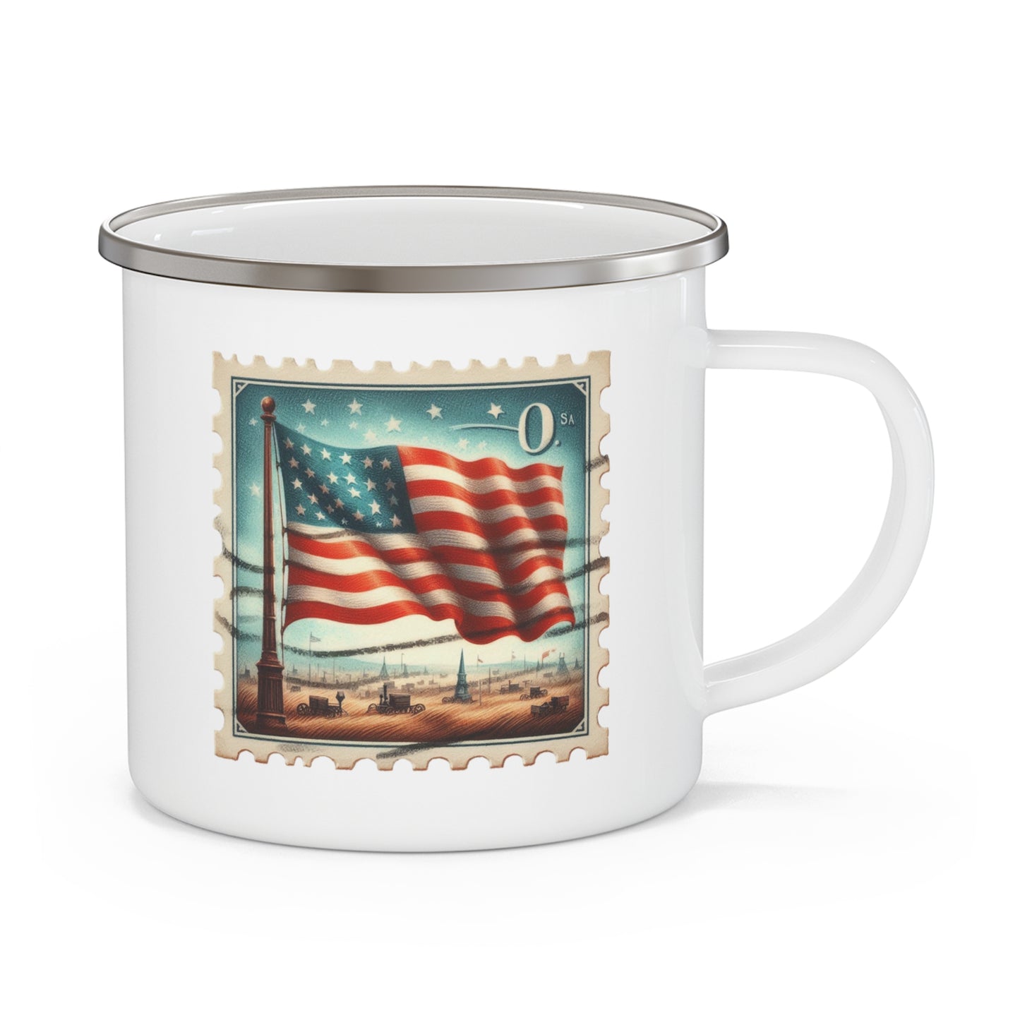 4th of July Mug - American Flag Land Stamp