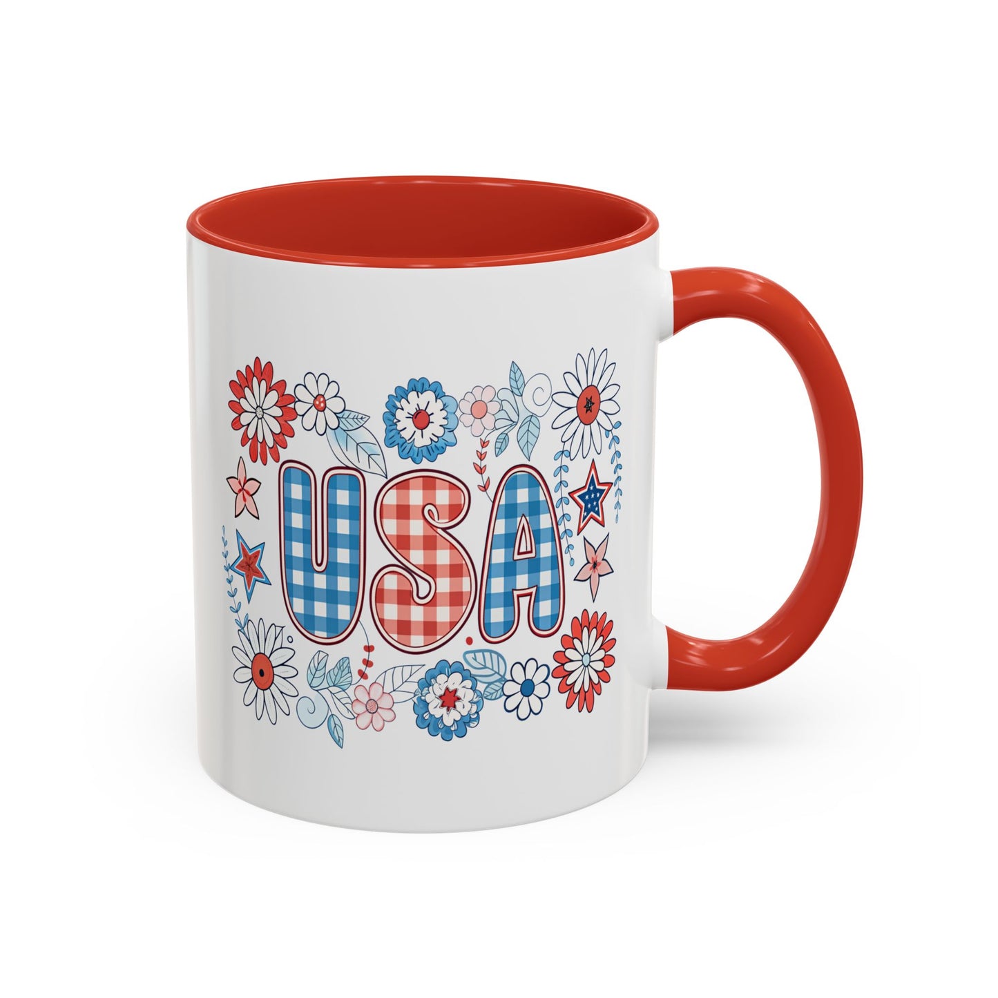 4th of July Mug - USA Preppy Floral