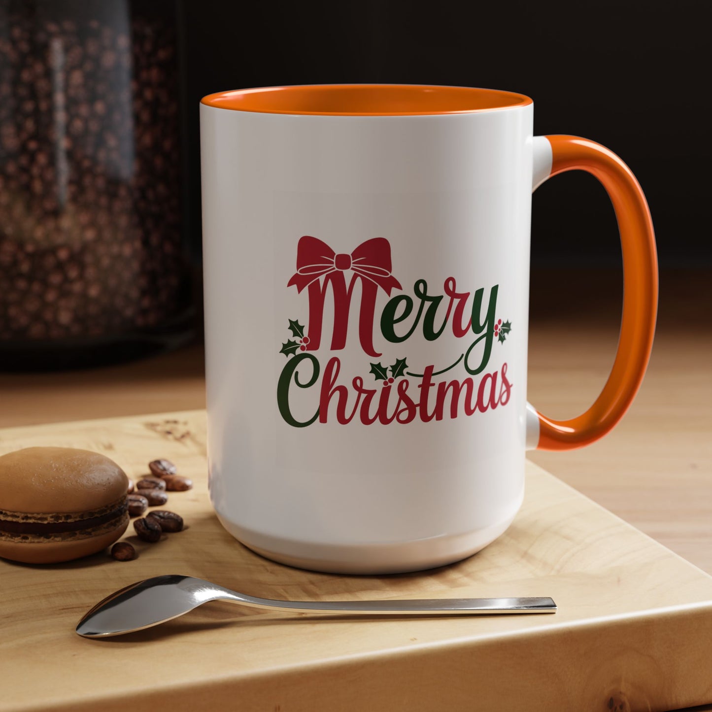 Christmas Mug - Merry Christmas Red & Green Text Bow