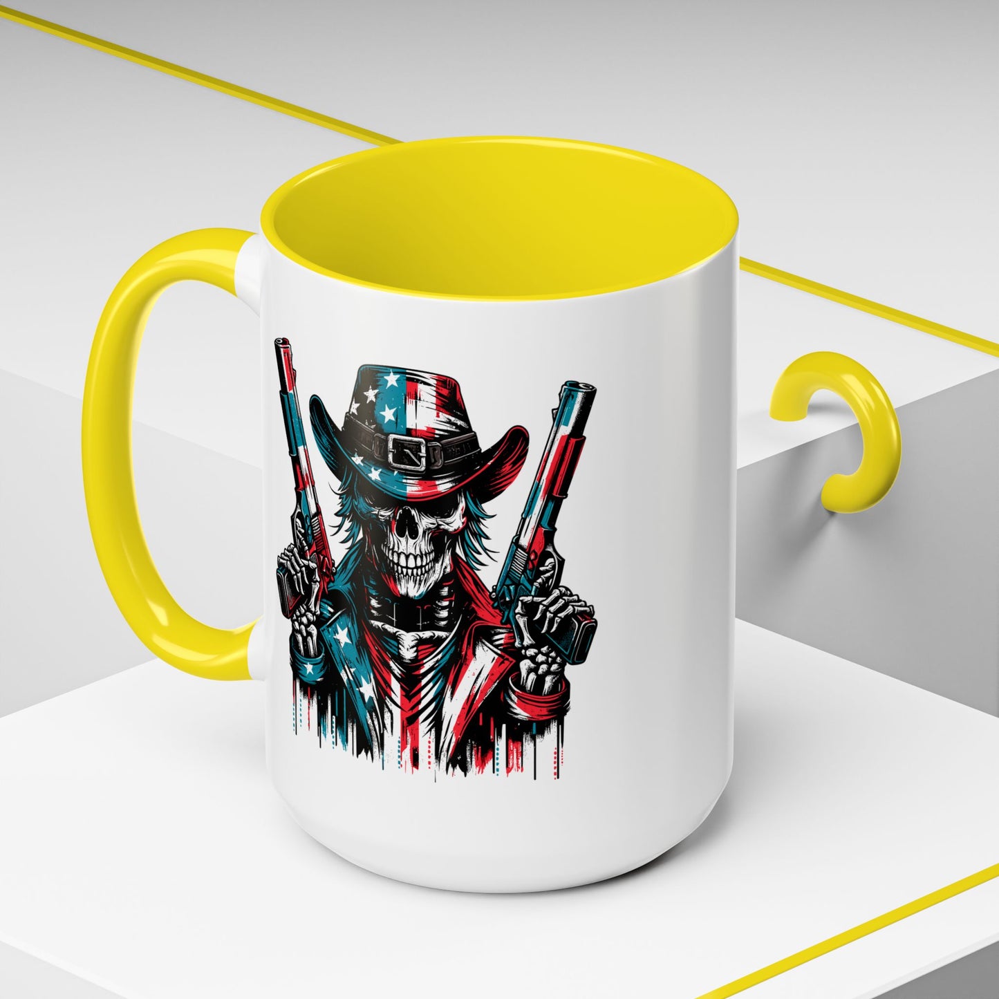 4th of July Mug - Skeleton with American Flag