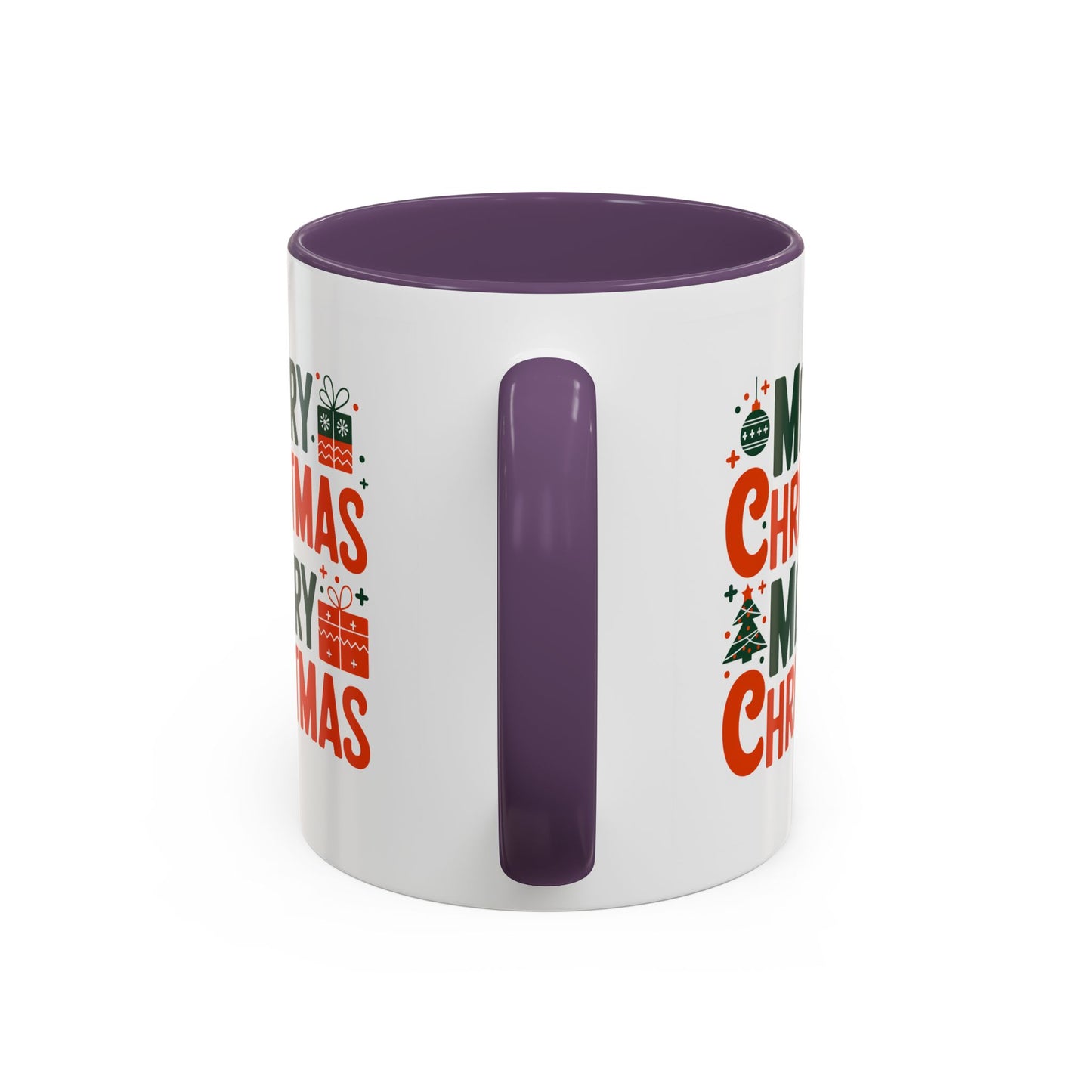 Christmas Mug - Green & Red Text Tree Presents