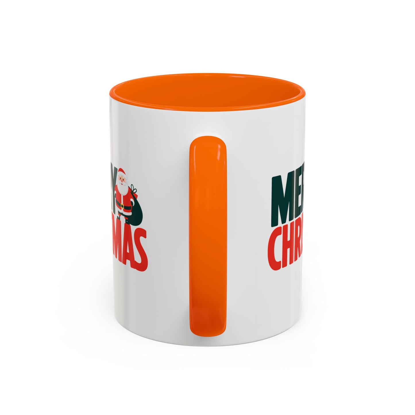 Christmas Mug - Merry Christmas Green & Red Text Santa Bag