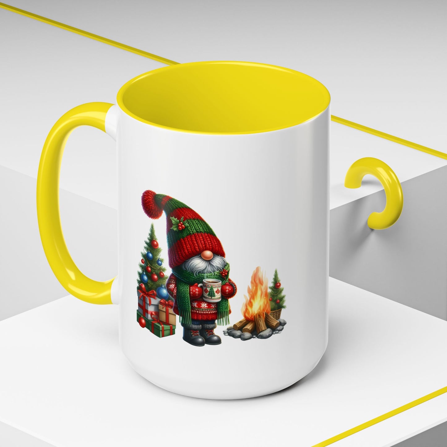 Christmas Mug - Gnome Presents and Fire
