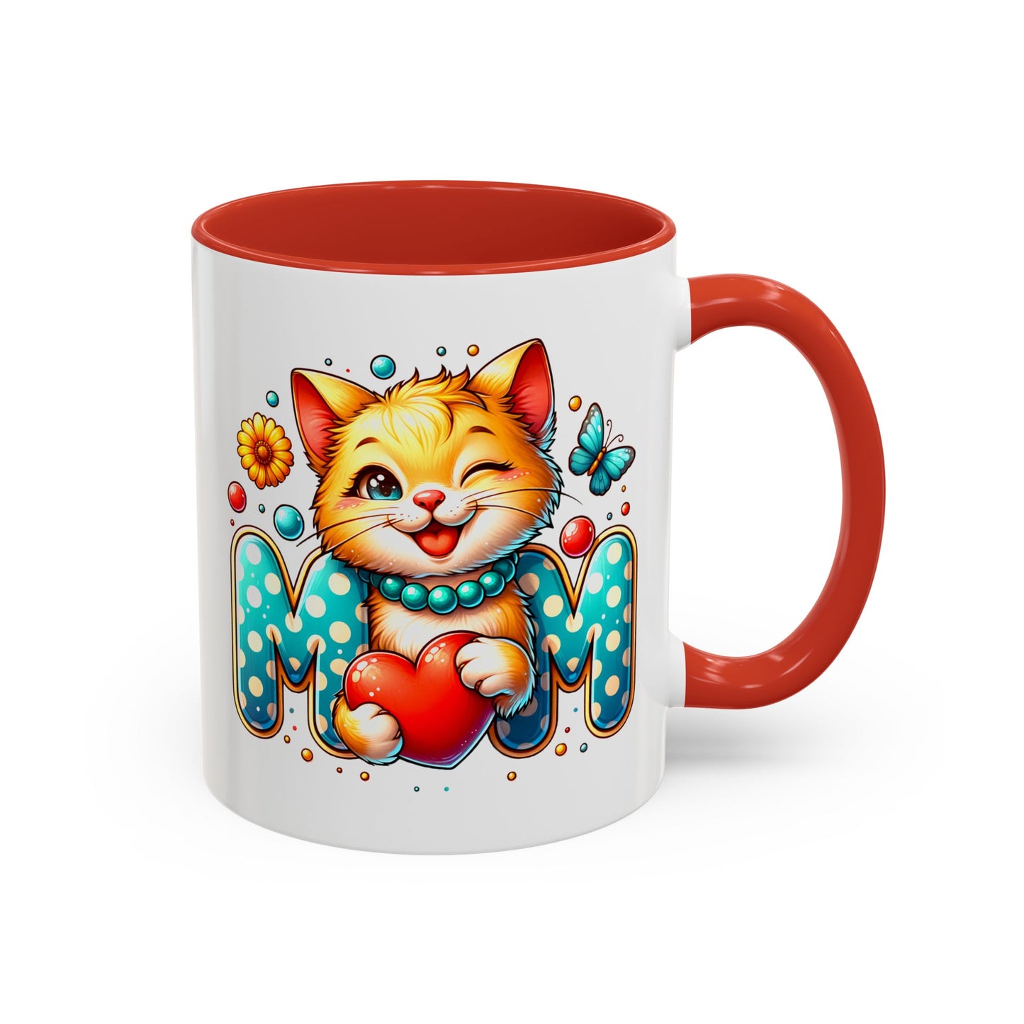 Mother's Day Mug - Mom Cat Red Heart