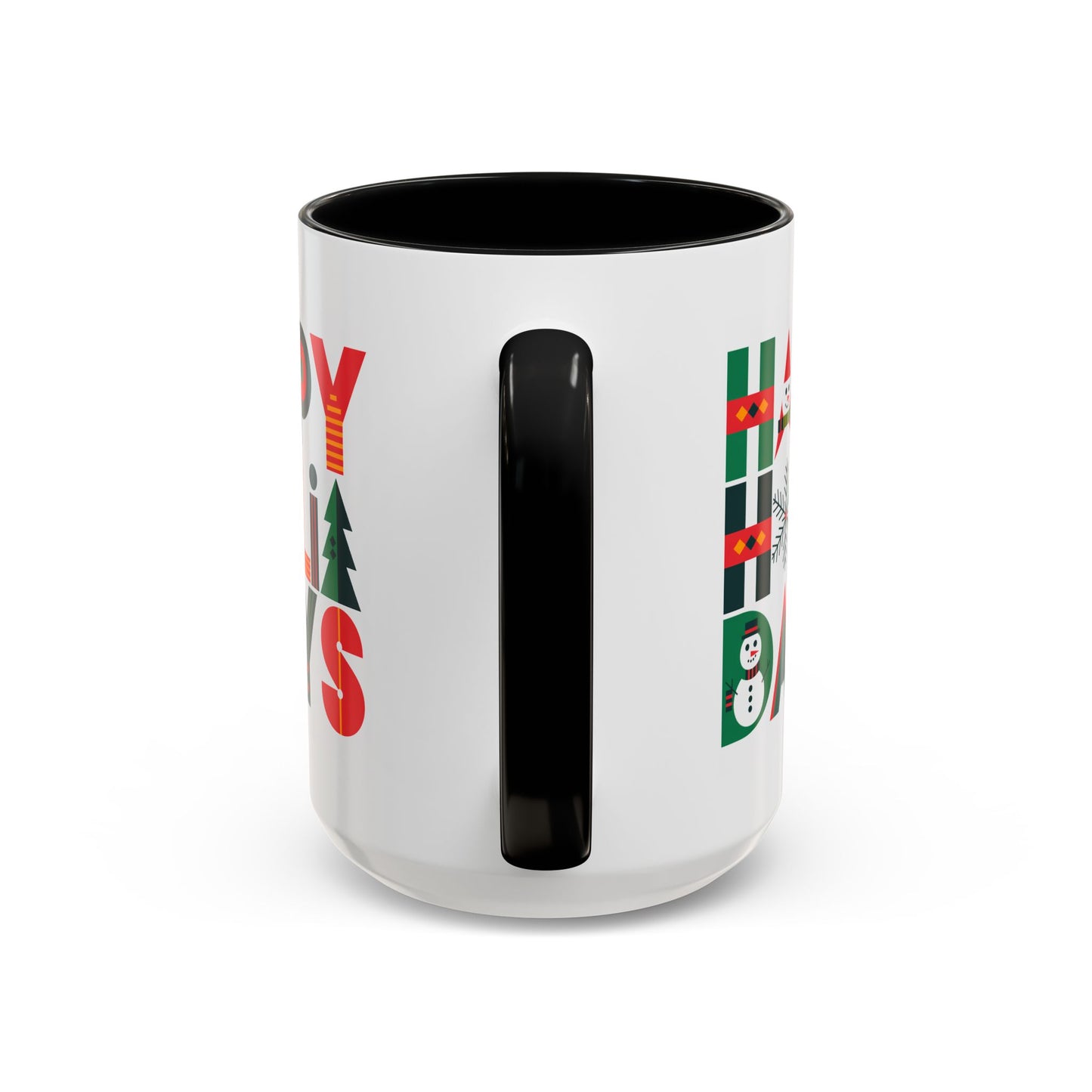 Christmas Mug - Happy Holidays Green Red & Blue Decorative Text