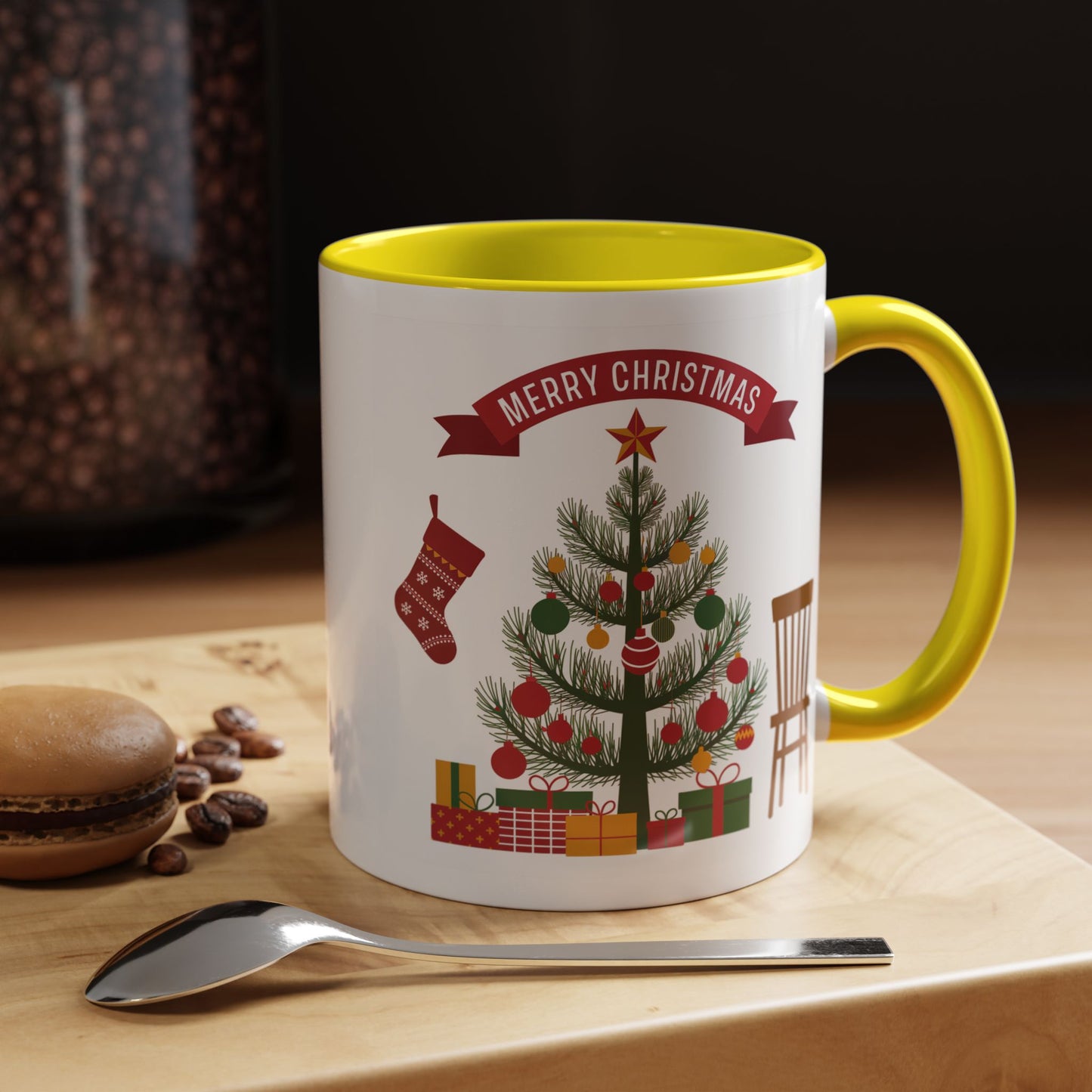Christmas Mug - Merry Christmas Banner Tree Presents