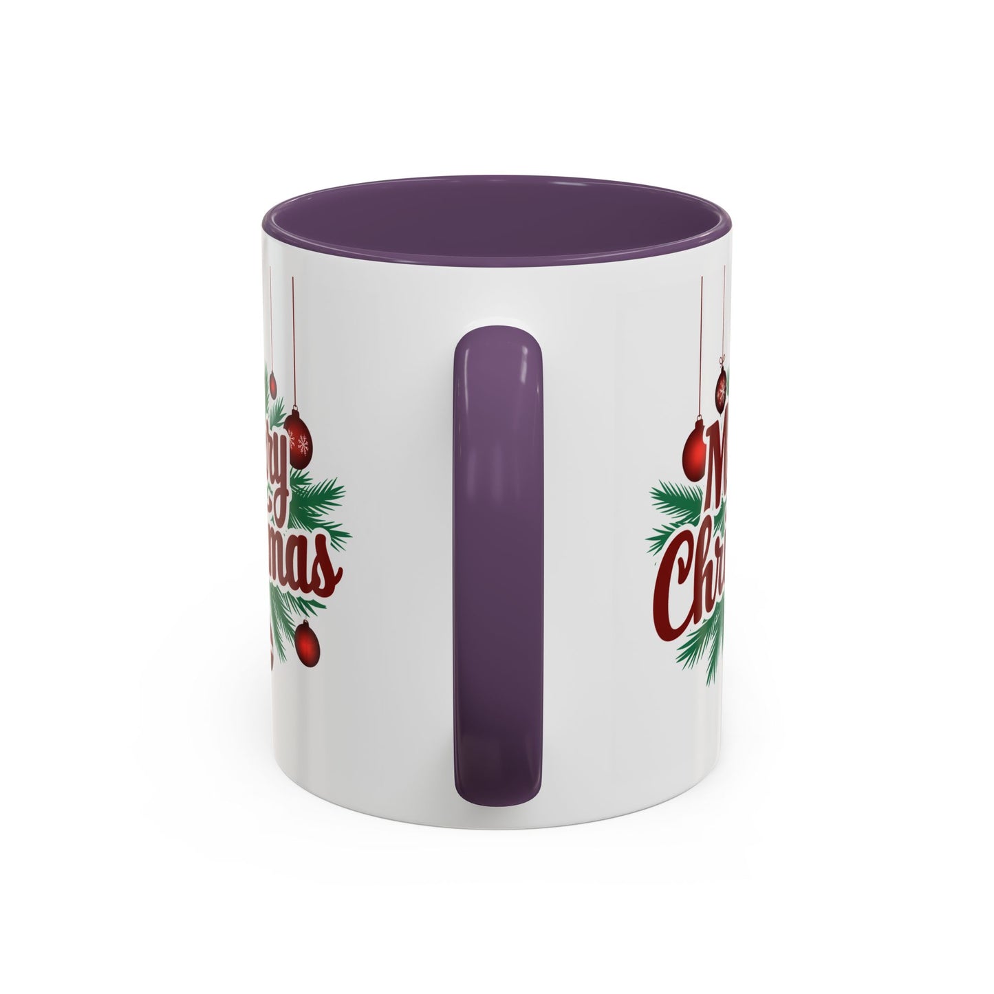 Christmas Mug - Merry Christmas Maroon Text Ornaments
