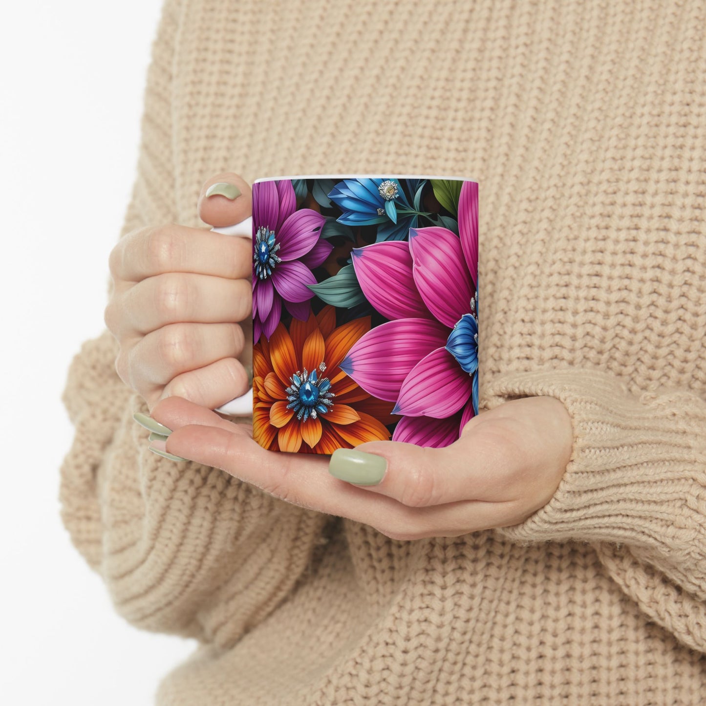 Artistic Mug - Diamond Flowers