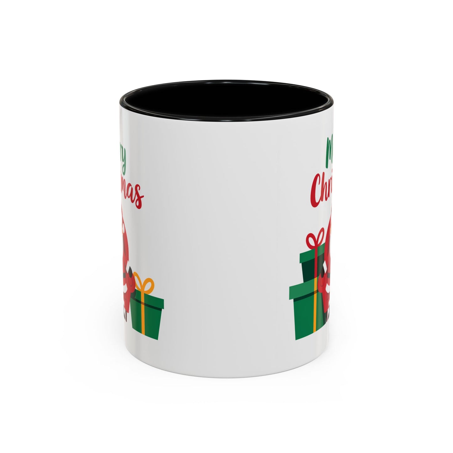 Christmas Mug - Merry Christmas Green & Red Text Santa Presents