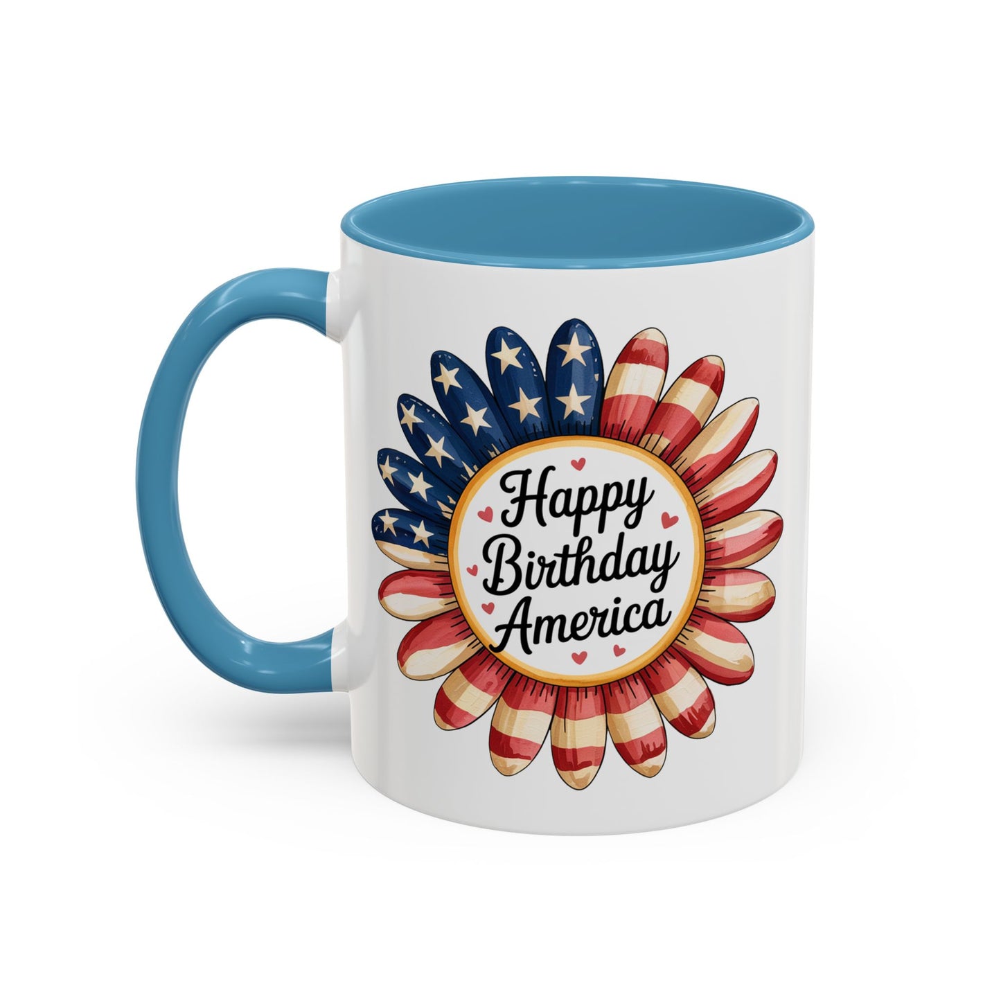 4th of July Mug - Happy Birthday America Sunflower
