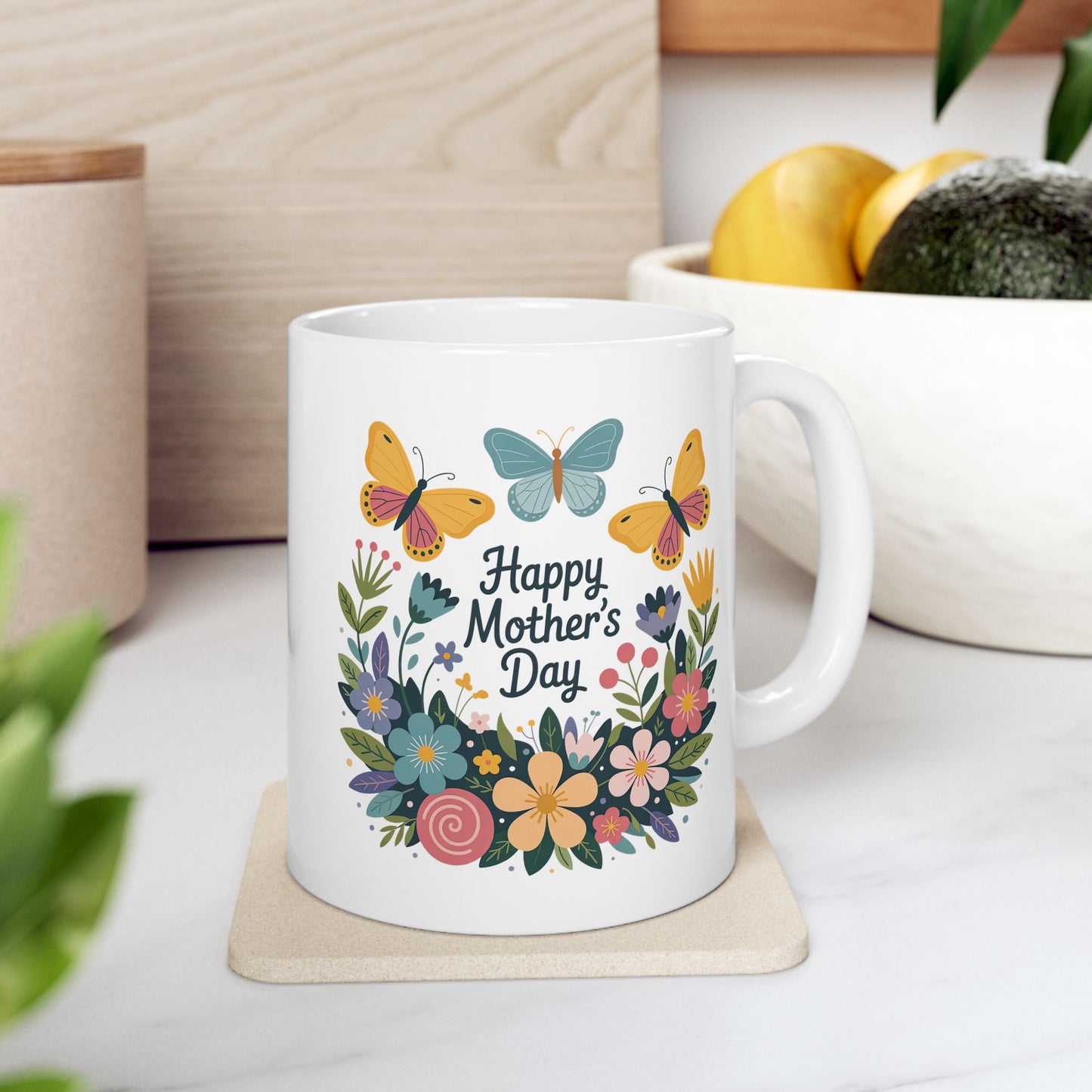 Mother's Day Mug - Happy Mother's Day Floral Butterflies