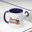 Christmas Mug - Merry Christmas Green & Red Text Santa Presents