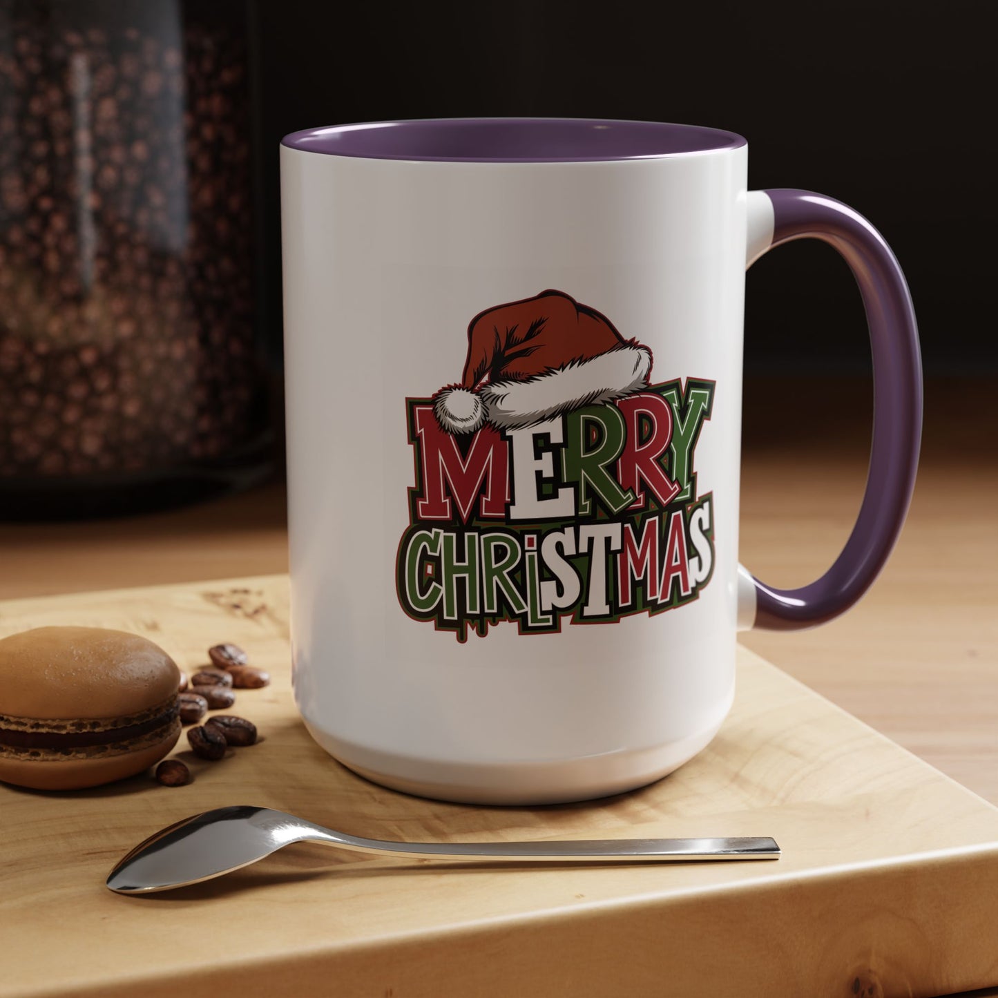 Christmas Mug - Merry Christmas Red Green & White Graffiti Hat