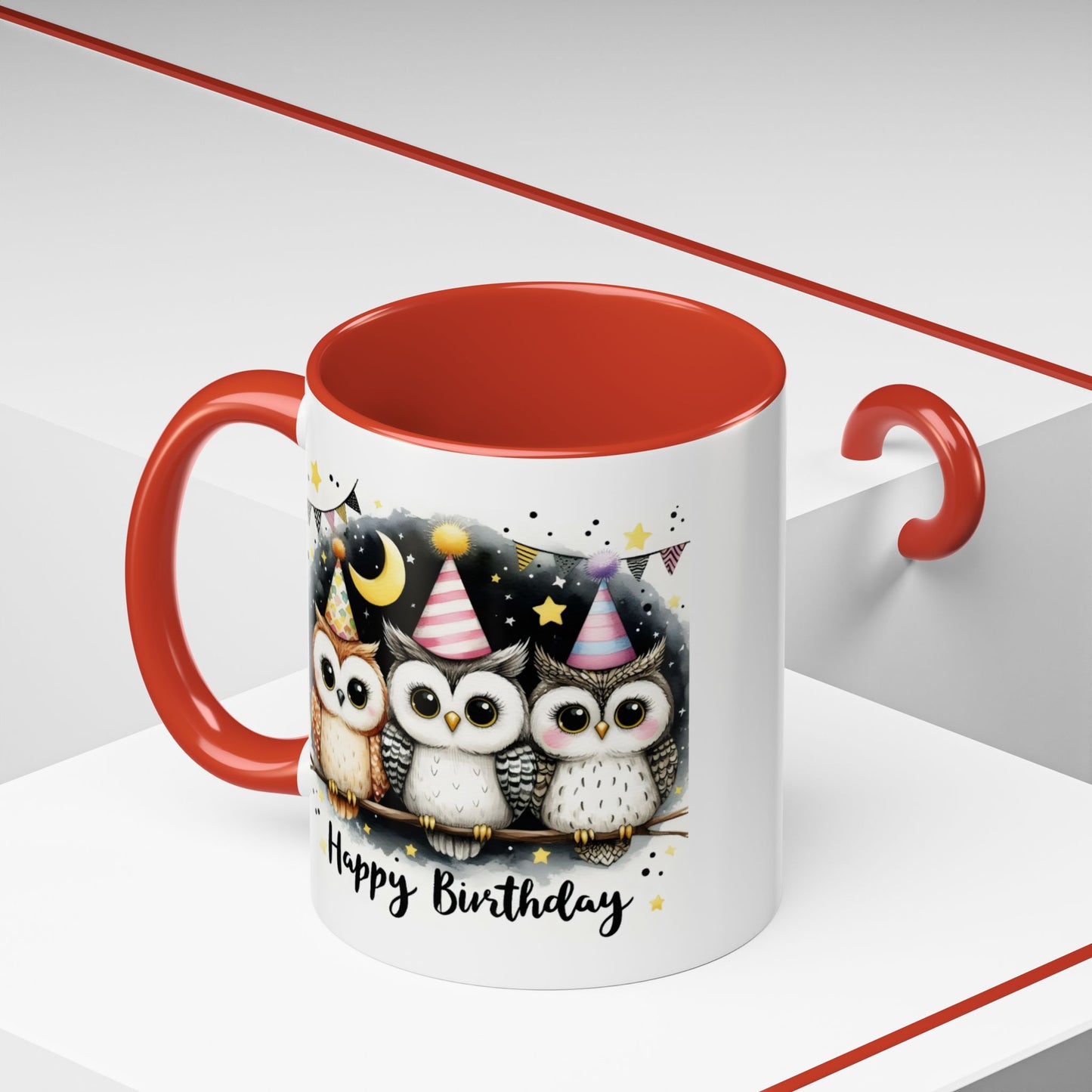 Birthday Mug - Happy Birthday Owls