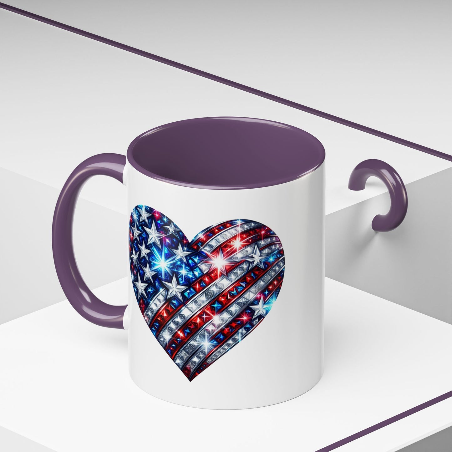 4th of July Mug - USA Sparkle Heart