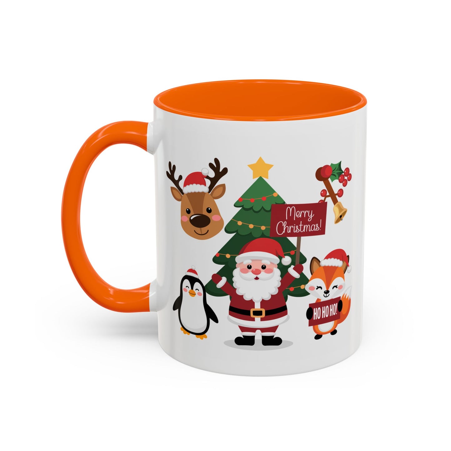 Christmas - Merry Christmas White Text Santa Reindeer Penguin Fox