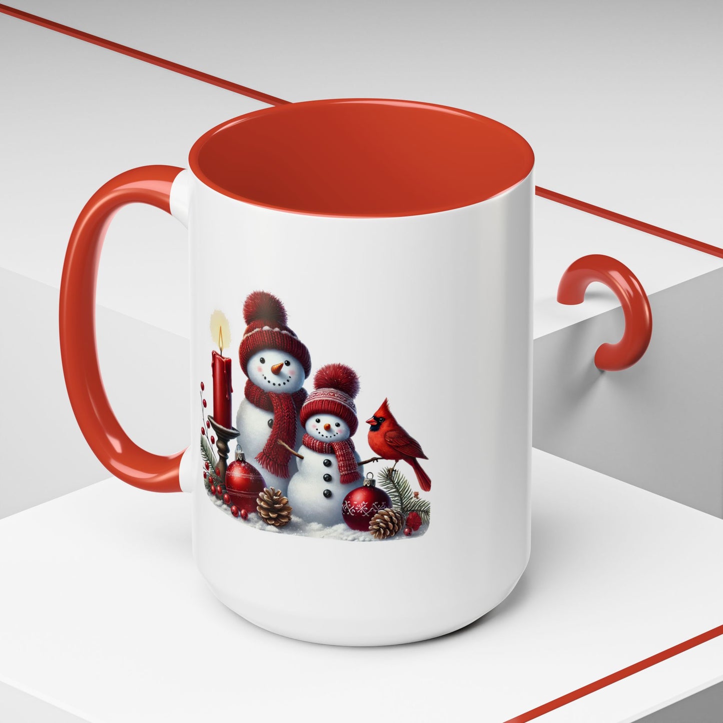 Christmas Mug - Burgundy Snowman Family
