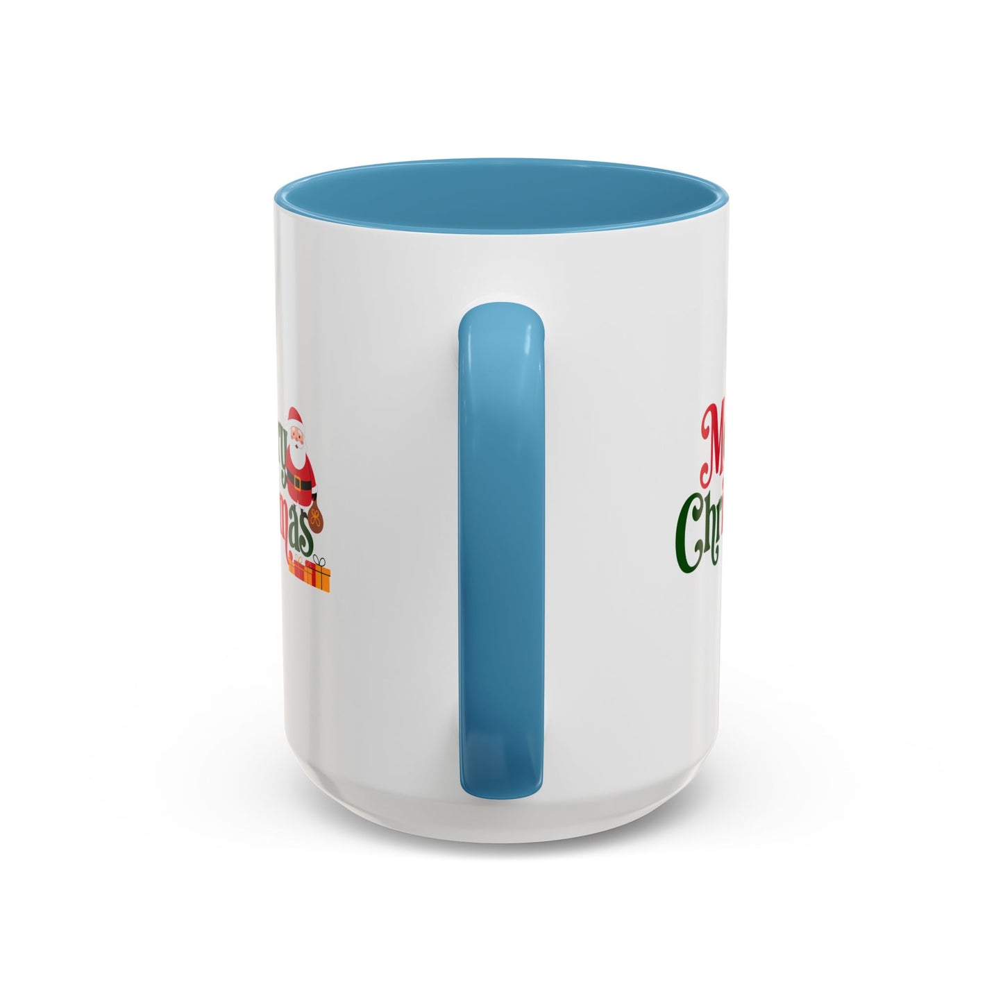 Christmas Mug - Merry Christmas Green & Red Text Santa Presents