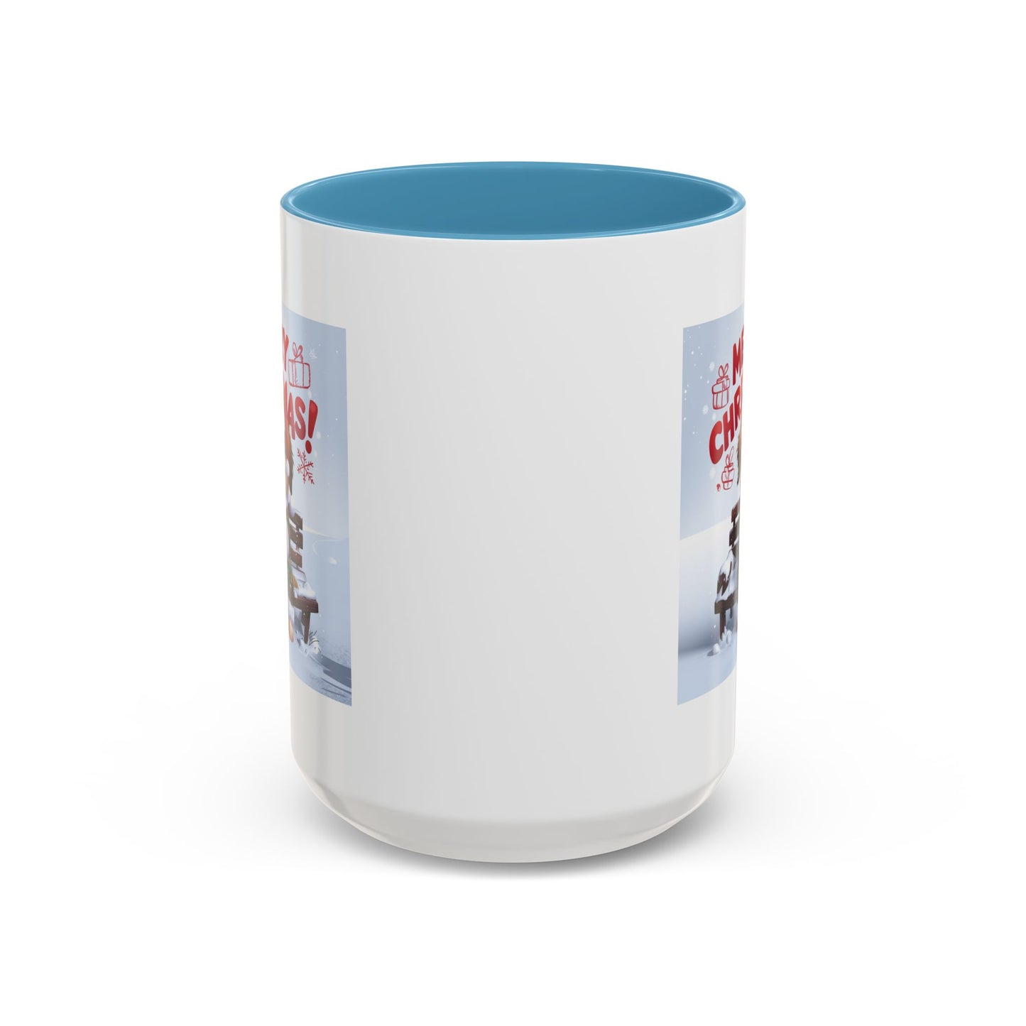 Christmas Mug - Merry Christmas Red Text Puppy Green Top 2